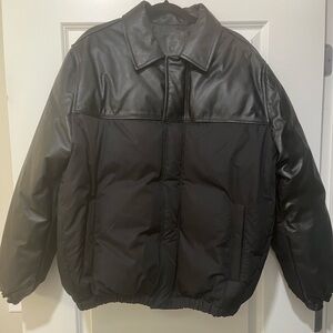 Calvin Klein Studio Nappa Cow Leather Jacket Puffer Mens